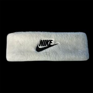 NIKE White Fuzzy Headband Swish Womens Size One Size Outdoor Sports Running Warm